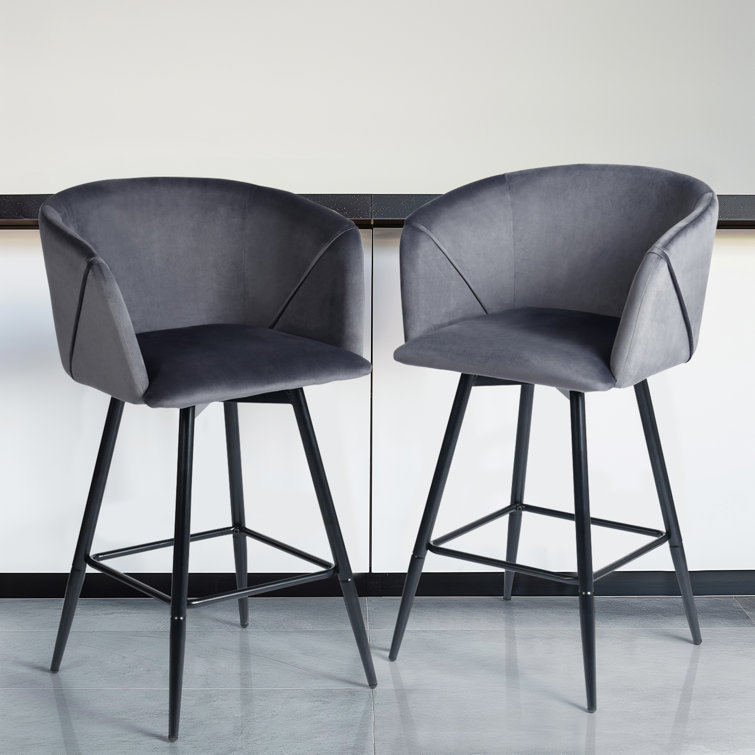 Etta Avenue™ Braxton 360° Swivel Velvet Upholstered Bar & Counter Stool & Reviews Wayfair Canada